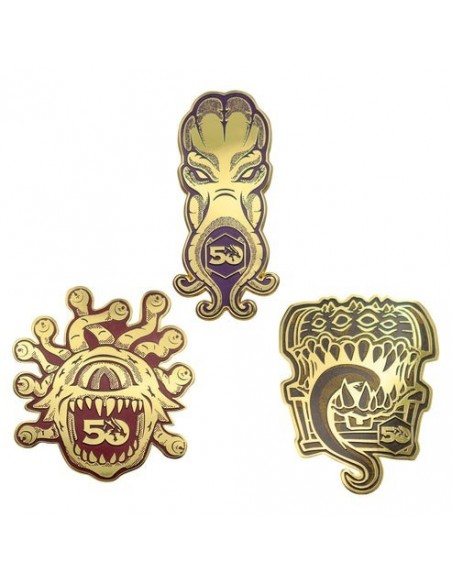 -19463-Merchandising - Dungeons & Dragons 50th Anniversary Set of 3 Pin Badges-5060948294096