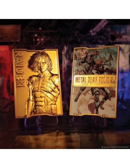 -20084-Merchandising - Lingote Raiden Metal Gear 2 24k Gold Plated Edición Limitada Fanattik-5060948298087