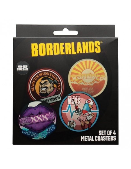 -20058-Merchandising - Set de 4 Posavasos Metálicos Borderlands Fanattik-0840316428347