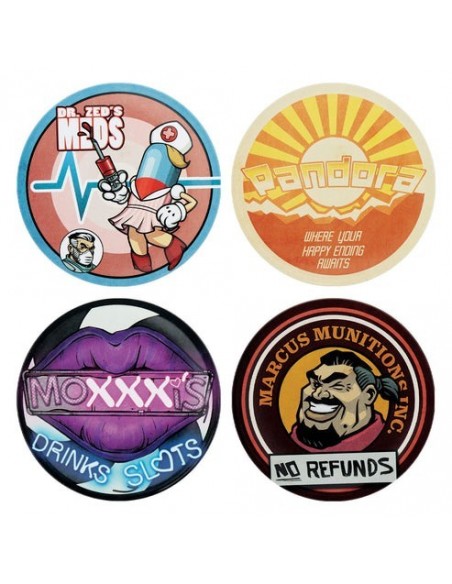 -20058-Merchandising - Set de 4 Posavasos Metálicos Borderlands Fanattik-0840316428347