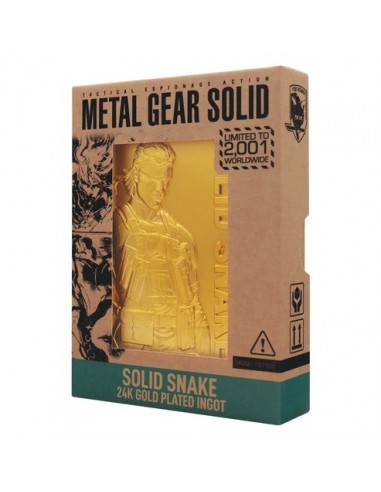 20054-Merchandising - Lingote Solid Snake Metal Gear 2 24k Gold Plated Edición Limitada Fanattik-5060948298094