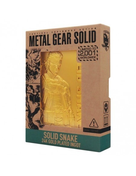 -20054-Merchandising - Lingote Solid Snake Metal Gear 2 24k Gold Plated Edición Limitada Fanattik-5060948298094