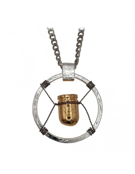 -20330-Merchandising - Collar Metal V's Bullet Cyberpunk 2077 Gold & Silver Plated Fanattik-0840316440691