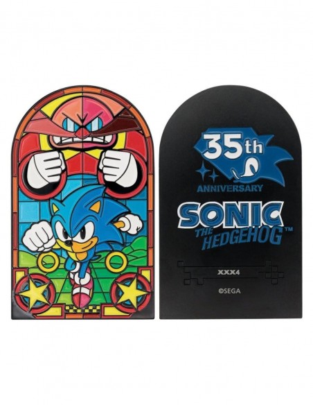 -19624-Merchandising - Lingote Sonic the Hedgehog Stained Glass Window Style Edición Limitada Fanattik-5060948299831