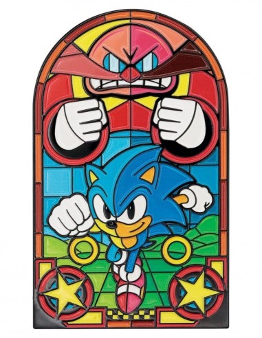 19624-Merchandising - Lingote Sonic the Hedgehog Stained Glass Window Style Edición Limitada Fanattik-5060948299831