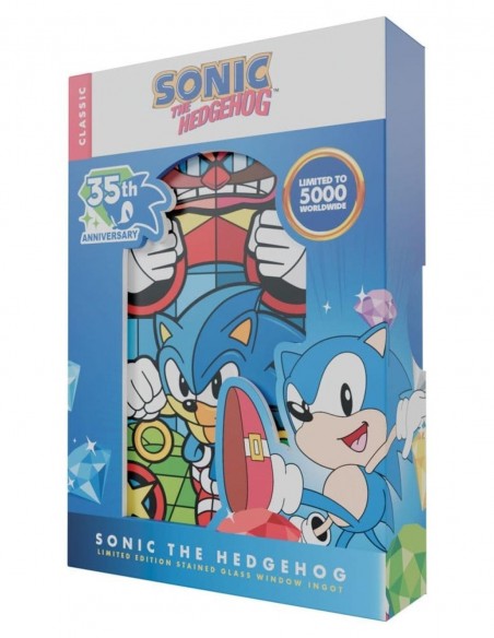 -19624-Merchandising - Lingote Sonic the Hedgehog Stained Glass Window Style Edición Limitada Fanattik-5060948299831