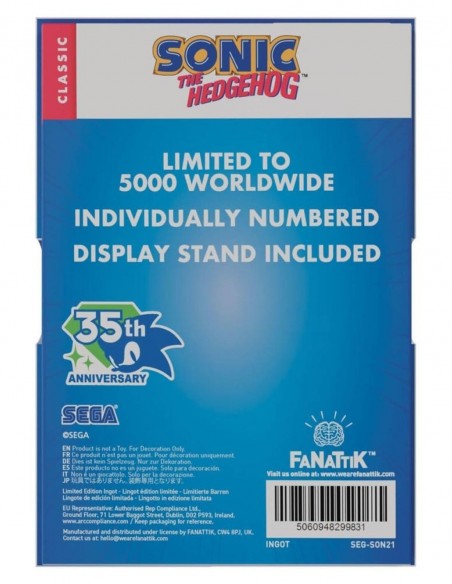 -19624-Merchandising - Lingote Sonic the Hedgehog Stained Glass Window Style Edición Limitada Fanattik-5060948299831