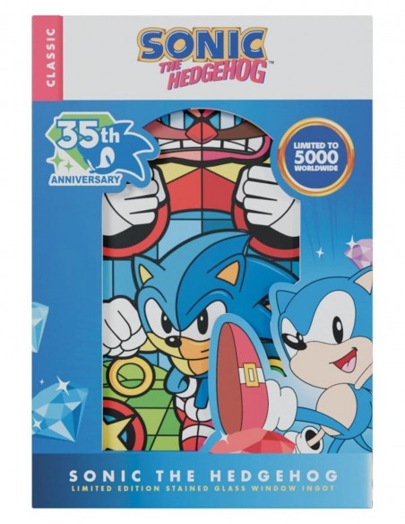-19624-Merchandising - Lingote Sonic the Hedgehog Stained Glass Window Style Edición Limitada Fanattik-5060948299831