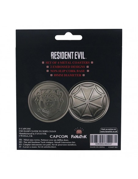 -16273-Merchandising - Resident Evil Set of 4 Embossed Metal Coasters-5060662462047