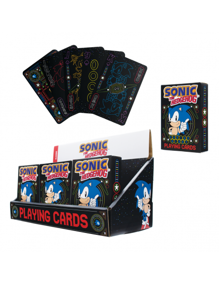 -21145-Merchandising - Sonic the Hedgehog – Playing Cards CDU Containing 12 Packs-5060948298643