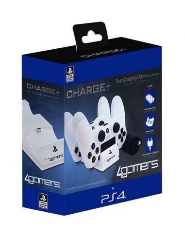 3641-PS4 - Charge+ Twin Charging Dock Estacion de Carga Doble Blanca-5055269706779