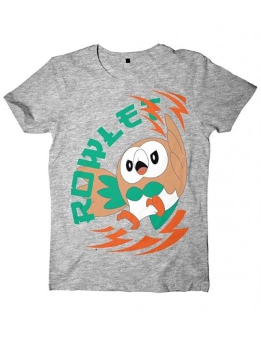 3663-Apparel - Camiseta Gris Pokemon Sun Moon Rowlet T-XL-8718526532470
