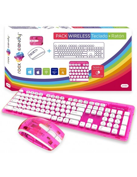 -5111-PC - Teclado + Ratón Rock Candy Inalámbrico Rosa-0708056062729
