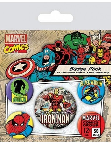 5501-Merchandising - Set de Chapas Iron Man Marvel Retro-5050293804491
